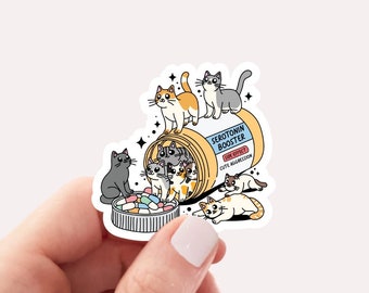 Antidepressant Cat Sticker, Funny Cat Sticker, Cat Mom Sticker, Cat Lover Gift Cat Owner Gift Therapist Sticker Mental Health Matter Sticker