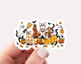 Halloween Ghost Cats Sticker, Cute Cat Ghost Halloween Sticker, Cat Lover Halloween Sticker, Fall Shirt, Halloween Spooky Season Sticker
