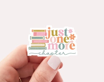 Just One More Chapter Sticker, Floral Book Sticker, Reading Teacher Sticker, Bookworm Sticker, Bookish Sticker, Booktrovert Book Lover Gift