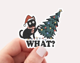 Christmas Cat Sticker, Cat Lover Sticker, Holiday Sticker, Christmas Sticker, Cat Gift, Cute Cat, Gift for Cat Lover, Funny Cat Mom Sticker