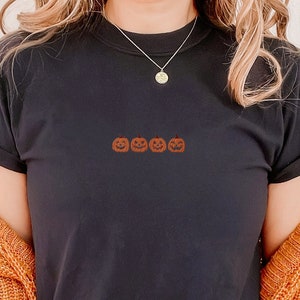 Embroidered Pumpkin Shirt, Pumpkin Comfort Colors Shirt, Jack-o-Lantern Shirt, Halloween Crewneck Shirt, Spooky Season Tee, Fall Shirt Gifts