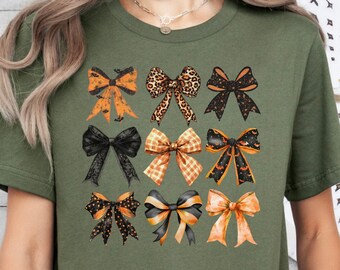 Camisa con lazo de coqueta de Halloween, linda camisa con lazo, camisa de Halloween para mujer, linda camisa con lazo de coqueta de otoño, camisa de temporada espeluznante, regalo para Halloween
