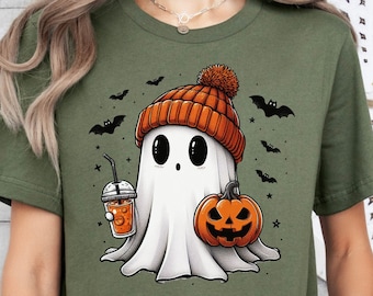 Camisa de fantasma de Halloween, linda camisa de fantasma, camisa de Halloween para mujer, linda camisa de otoño, camisa de temporada espeluznante, ropa de otoño, regalo para Halloween