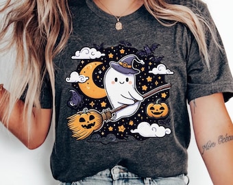 Camisa de fantasma de Halloween, linda camisa de fantasma, camisa de Halloween para mujer, linda camisa de otoño, camisa de temporada espeluznante, ropa de otoño, regalo para Halloween