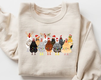 Christmas Chickens Sweatshirt, Сute Christmas Shirt, Funny Christmas Chicken Sweatshirt, Christmas Farm Sweater, Funny Holiday Sweater Gift