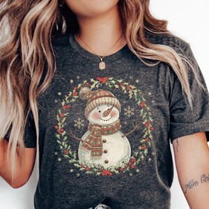 Christmas Snowman Shirt, Cute Snowman T-shirt, Christmas Shirt for Women, Cute Winter Shirt, Christmas Shirt, Gift For Christmas, Gift