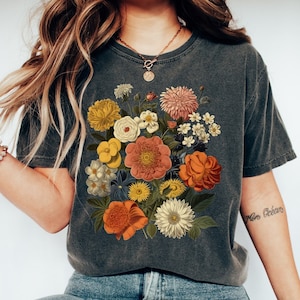 Flower Shirt, Boho Wildflowers Cottagecore Shirt, Vintage Botanical Tee, Pastel Floral Nature T-Shirt, Garden Lover Tee, Flower Lover Tee