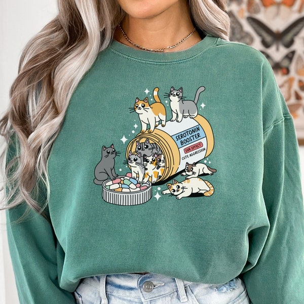 Comfort Colors Antidepressant Cat Sweatshirt, Funny Cat Shirt, Cat Mom Sweater, Cat Lover Gift, Cat Owner Gift, Mental Health Matter Shirt