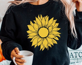 Sudadera de girasol, sudadera con flores, sudadera floral, sudadera de jardín, suéter de girasol, sudadera de otoño para mujer, sudadera Sunshine