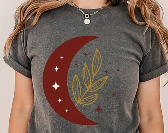 Mystic Floral Moon Shirt Boho Vintage Moon Shirt Celestial Moon Shirt Spiritual T-Shirt Mystical Moon Phase Shirt Moon Phase T-Shirt Gift