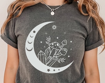 Mystic Moon Mushroom Shirt Boho Vintage Moon Shirt Celestial Moon Shirt Spiritual T-Shirt Mystical Moon Phase Shirt Moon Phase T-Shirt Gift
