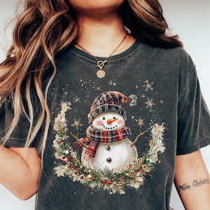 Christmas Snowman Comfort Colors Shirt, Cute Snowman Shirt, Womens Christmas Shirt, Cute Winter Shirt, Gift For Christmas, Gift