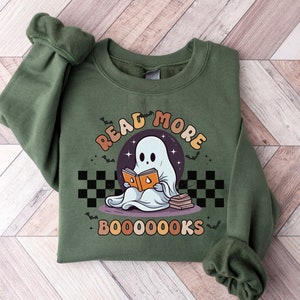 Livres Sweat-shirt, amoureux des livres Sweat-shirt d'Halloween Pull de bibliothécaire Pull d'étudiant d'Halloween Livre fantôme d'Halloween Livre de lecture fantôme