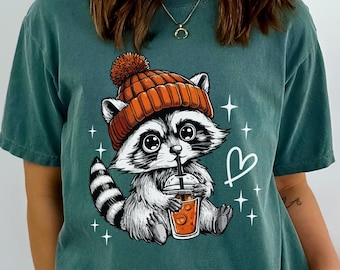 Halloween Raccoon Comfort Colors Shirt, Cute Raccoon Shirt, Womens Halloween Shirt, Cute Fall Shirt, Spooky Season Shirt, Gift For Halloween