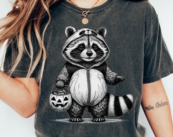 Halloween Raccoon Comfort Colors Shirt, Cute Raccoon Shirt, Womens Halloween Shirt, Cute Fall Shirt, Spooky Season Shirt, Gift For Halloween