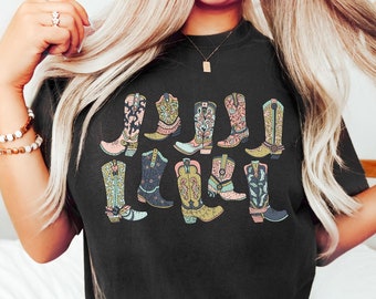 Comfort Colors Cowgirl Boots Shirt Cute Country Shirts Cowgirl Shirt Western Country Concert Tee Western Graphic Tee for Women Graphic Tee