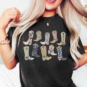 Comfort Colors Cowgirl Boots Shirt Cute Country Shirts Cowgirl Shirt Western Country Concert Tee Western Graphic Tee for Women Graphic Tee