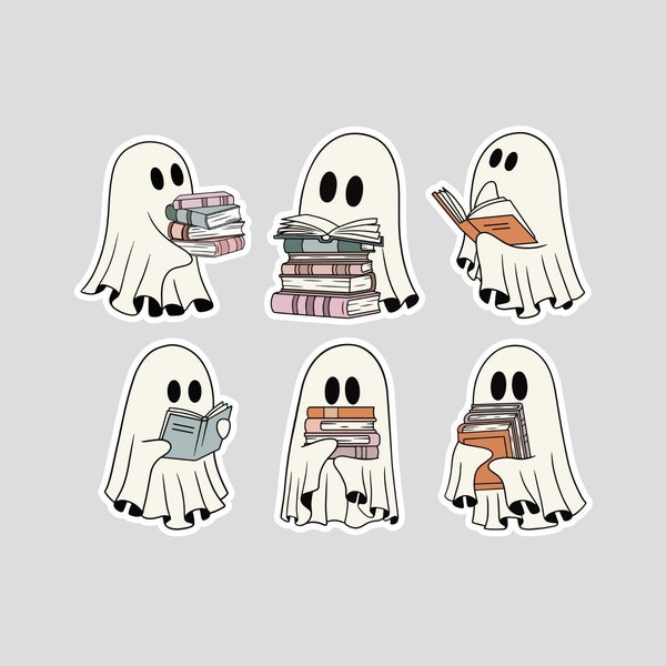 Ghost Reading Stickers, Teacher Halloween Sticker, Book Lover Sticker, Librarian Sticker, Reading Sticker, Teacher Sticker, Halloween School