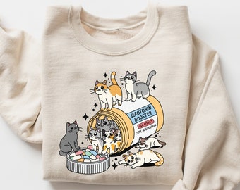 Antidepressivum Katze Sweatshirt, lustiges Katzen-Shirt, Katzenmutter Pullover, Katzen-Liebhaber-Geschenk, Katzenbesitzer-Geschenk, Therapeut-Shirt, lustiges Katzen-Shirt