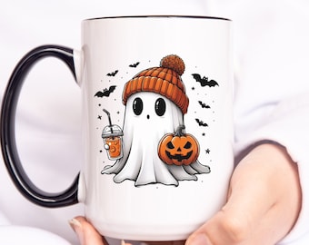 Halloween-spookkoffiemok, leuke spookmok, Halloween-mok dames, leuke herfstkoffiemok, mok spookachtig seizoen, herfsttheekopje, cadeau voor Halloween