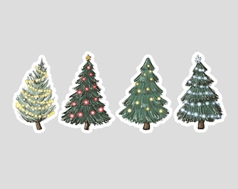 Green Tree Christmas Stickers, Christmas Tree Stickers, Holiday Stickers for Women, Christmas Sticker Pack, Christmas Gift, Winter Stickers