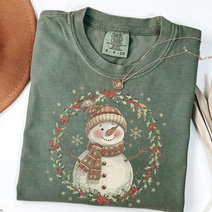 Christmas Snowman Comfort Colors Shirt, Cute Snowman Shirt, Womens Christmas Shirt, Cute Winter Shirt, Gift For Christmas, Gift