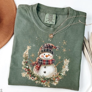 Christmas Snowman Comfort Colors Shirt, Cute Snowman Shirt, Womens Christmas Shirt, Cute Winter Shirt, Gift For Christmas, Gift