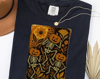 Comfort Colors® Halloween Skeleton Shirt, Cute Pumpkin Shirt, Womens Halloween Shirt, Fall Shirt, Spooky Season Shirt, Gift For Halloween