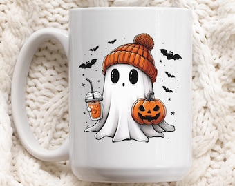 Halloween-spookkoffiemok, leuke spookmok, Halloween-mok dames, leuke herfstkoffiemok, mok spookachtig seizoen, herfsttheekopje, cadeau voor Halloween