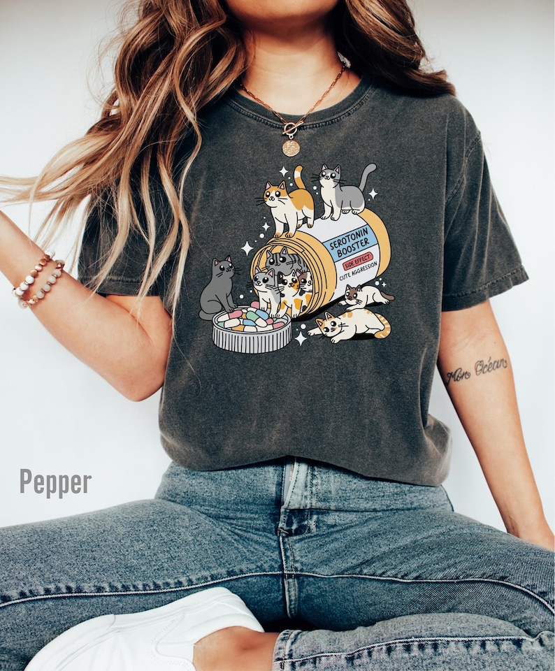 Comfort Colors Antidepressant Cat Shirt, Funny Cat Sweatshirt, Cat Mom Sweater, Cat Lover Gift, Cat Owner Gift, Mental Health Matter Shirt image 3