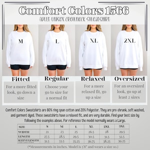 a women's size guide for a sweatshirt