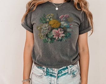 Wildflower Shirt Boho Wildflowers Tshirt Pressed Flowers Tshirt Floral Nature Shirt Cute Ladies Shirt Fairycore Shirt Vintage Botanical Tee