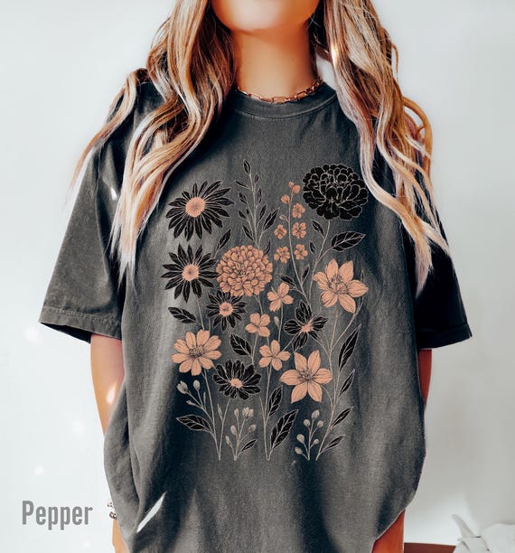 Comfort Colors® Vintage Pressed Flowers Shirt Botanical Floral Tshirt Boho Cottagecore Tee Wildflowers Floral T Shirt Gift for Gardener