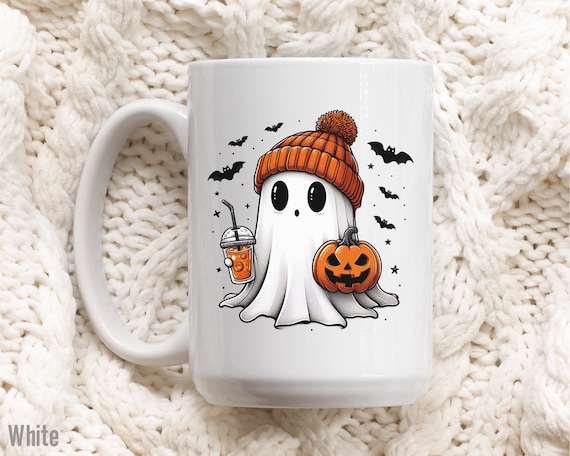 Halloween Ghost Coffee Mug, Cute Ghost Mug, Womens Halloween Mug, Cute Fall Coffee Mug, Spooky Season Mug, Fall Tea Cup, Gift For Halloween