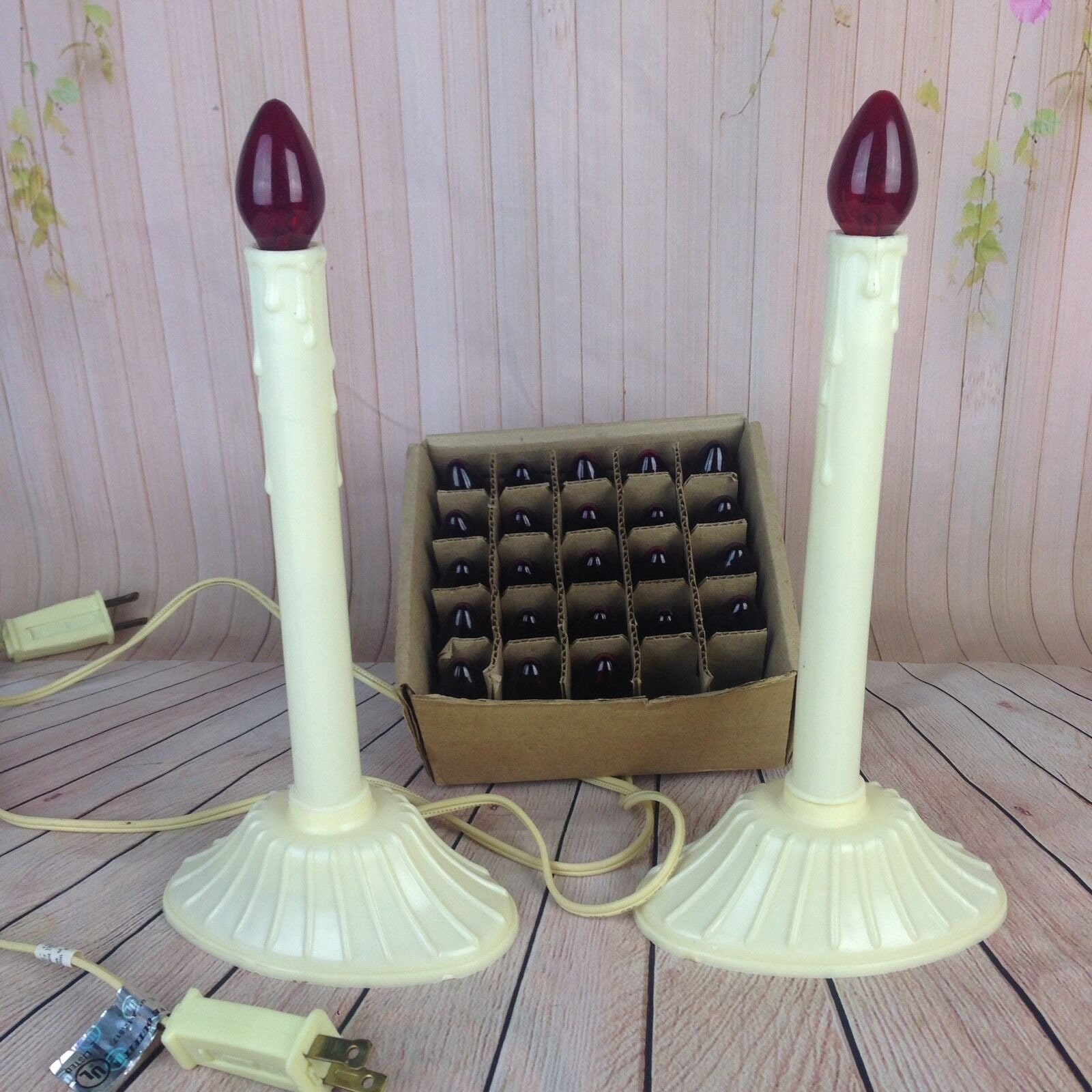 Vtg Electric candle Candlestick Light Noma Lamp 120v Red Bulbs Etsy