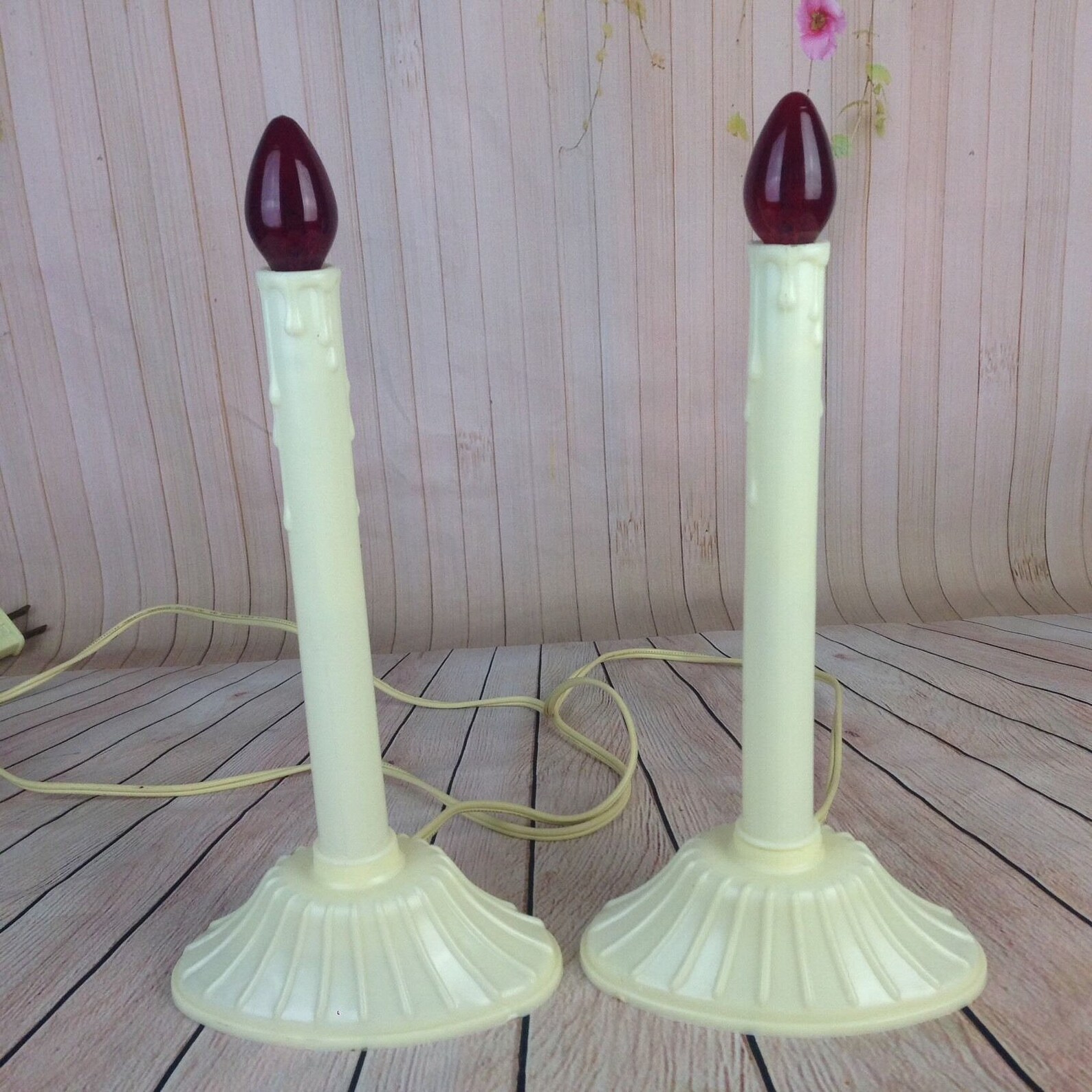 Vtg Electric candle Candlestick Light Noma Lamp 120v Red Bulbs Etsy