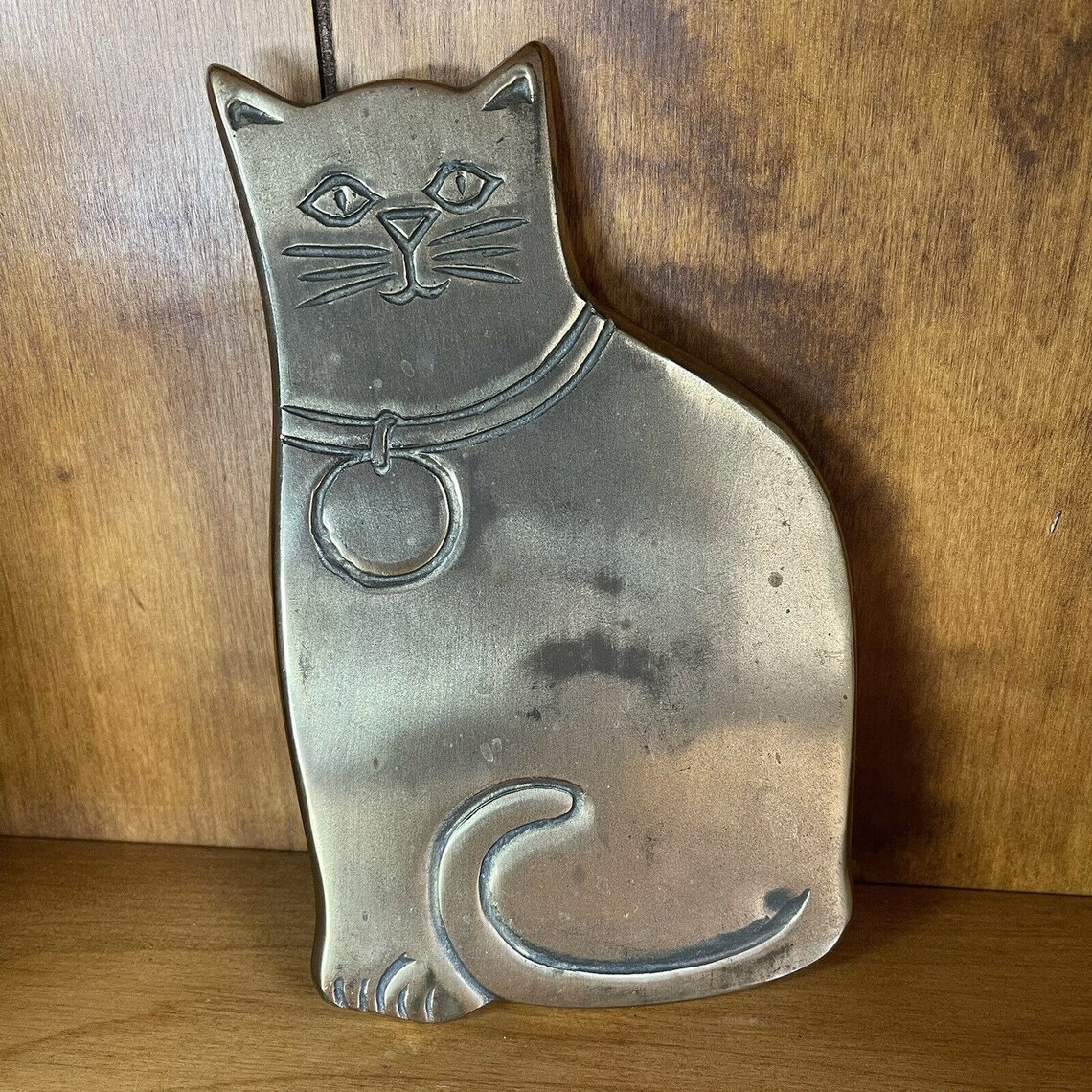 Brass cat trivet kitty metal rubel vintage hot pot holder Etsy