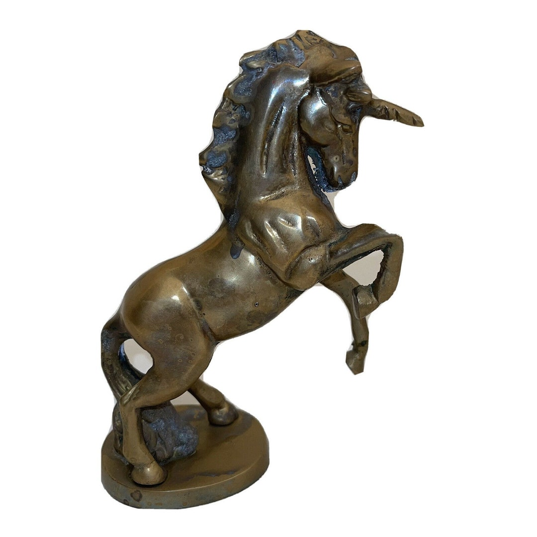 Vintage Brass Unicorn Statue 7 Tall Rearing Mythical Horse Etsy UK