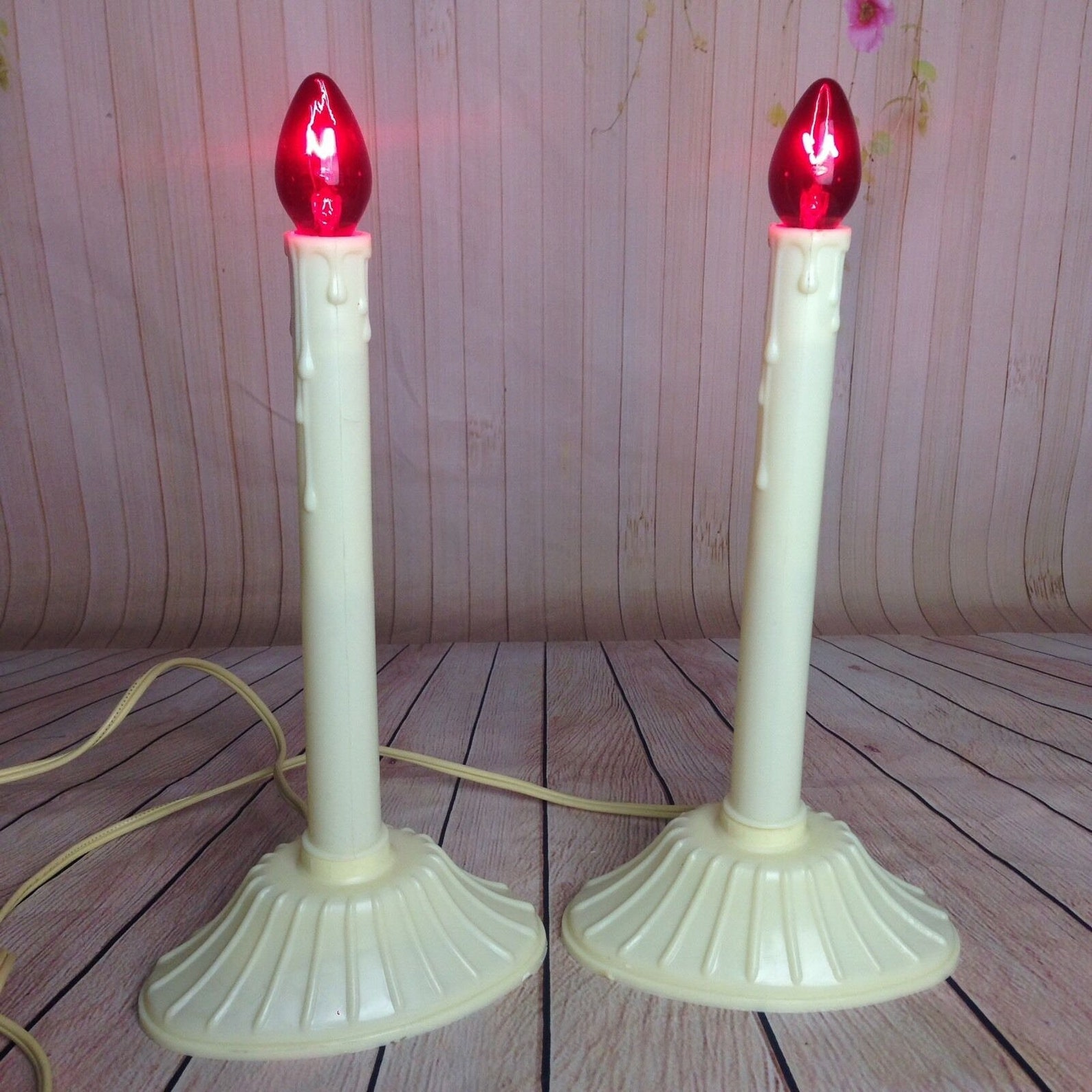 Vtg Electric candle Candlestick Light Noma Lamp 120v Red Bulbs Etsy