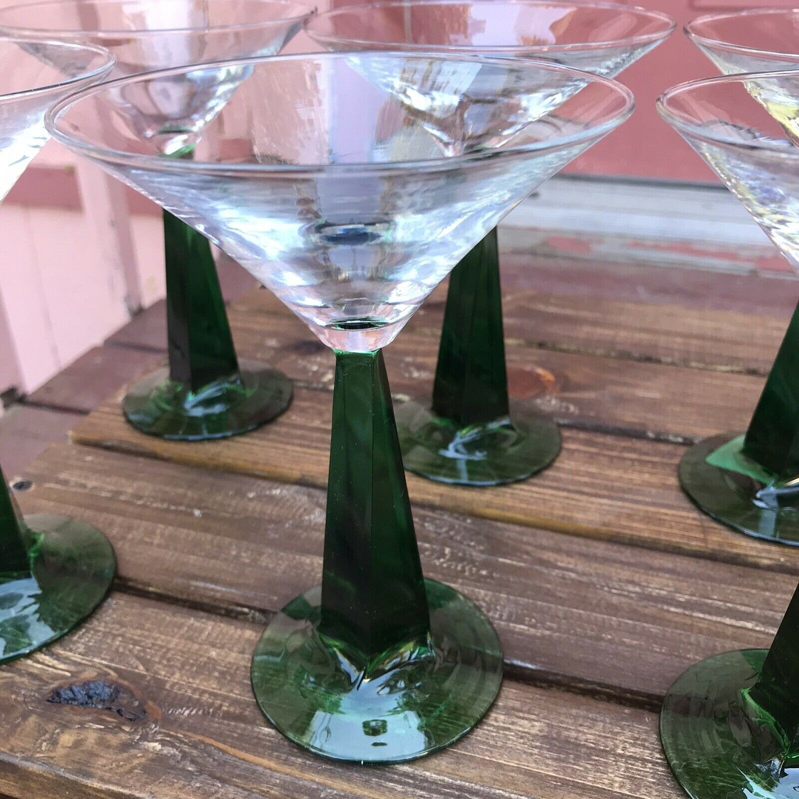 Drink & Barware Green Stem Martini Glass Set Barware Libbey Lot Of 6