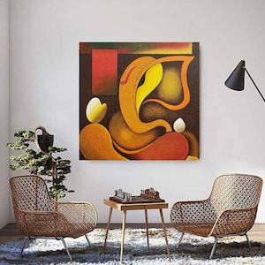 Textured Ganesha painting, Ganpati Painting, Hindu spiritual art, indian wall decor, Modern Indian painting, contemporary abstract wall art
