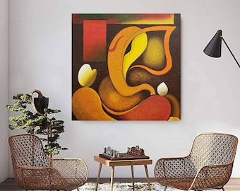 Textured Ganesha painting, Ganpati Painting, Hindu spiritual art, indian wall decor, Modern Indian painting, contemporary abstract wall art