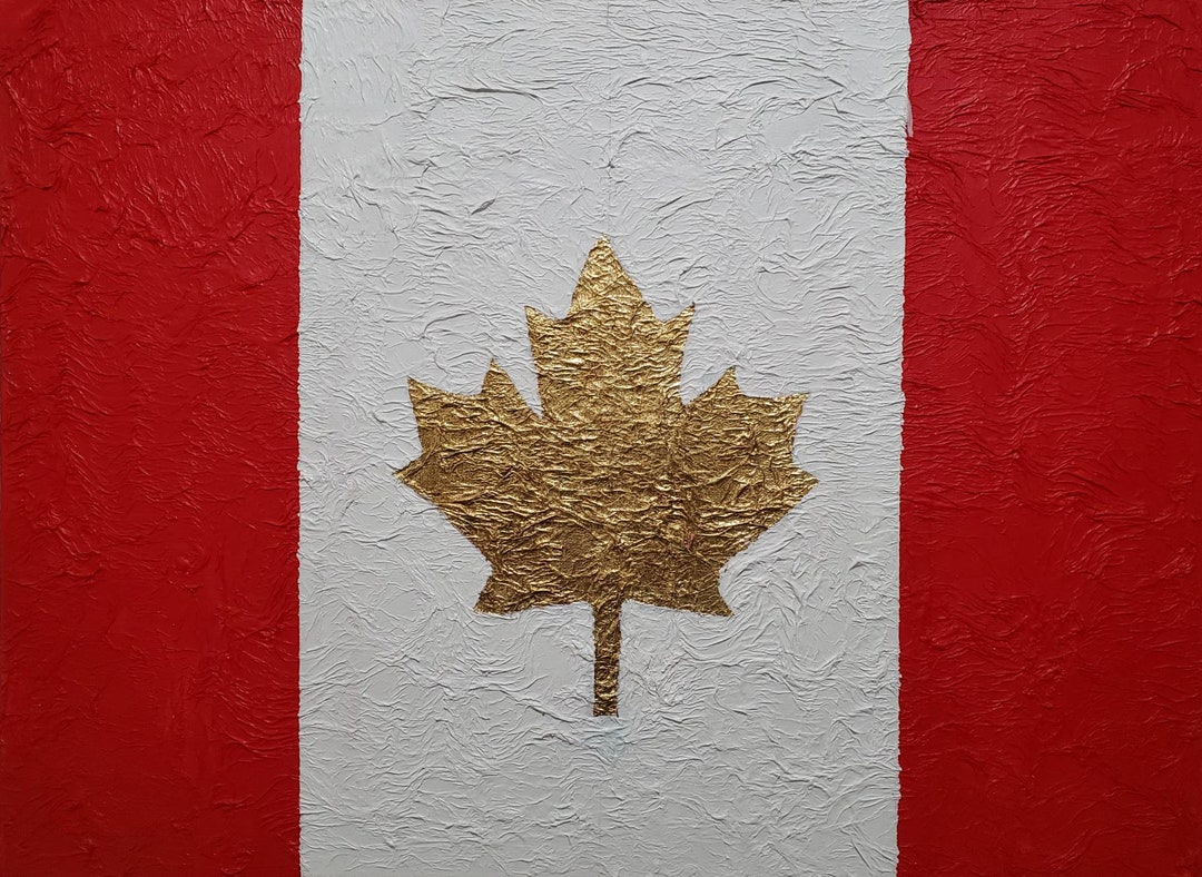 Textured Canadian Flag Painting Home Decor Canada Flag Art Etsy