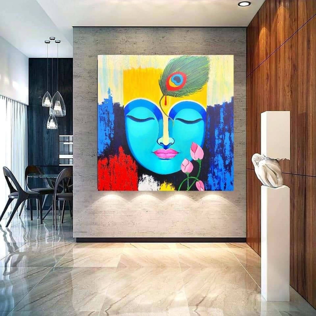 Krishna Painting Indian Art Indian Painting India Decor Asian Art Large