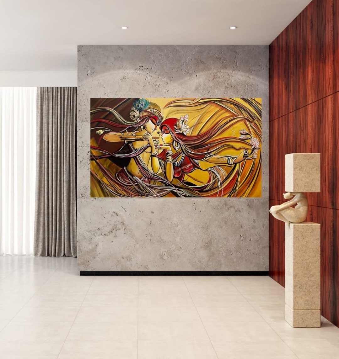 Radha Krishna Painting, Indian Art, Hindu God, Modern India Painting ...