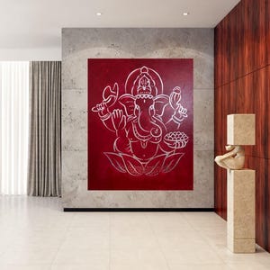 Ready Ganesha abstract painting Indian art Indian painting India decor art decor India wall art Painting on canvas Modern India Hindu God