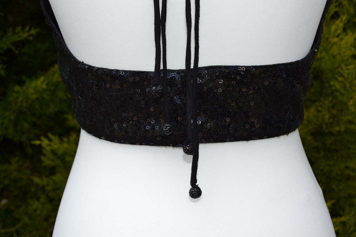 black sequin halter