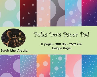 Polka Dots Printable Scrapbooking Paper - All Colors - White Dots - Digital File