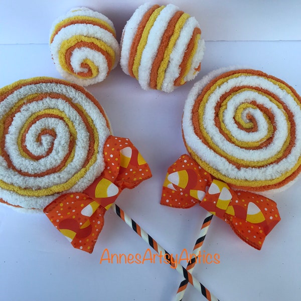 Candy Corn Lollipop-Candy Corn Wreath Attachment-Candy Corn Decor-Candy Corn Lollie-Candy Corn on a Stick-Fall Decor-Halloween Decor-Candy