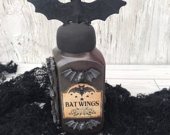 Potion Bottle-Halloween Potion Bottle-Bat Wing Potion Bottle-Halloween Decor-Halloween Party Decor-Apothecary Decor-MagicalPotionBottle